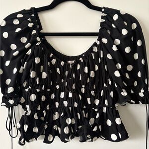 For Love And Lemons Black and White Polka Dot Crop Top